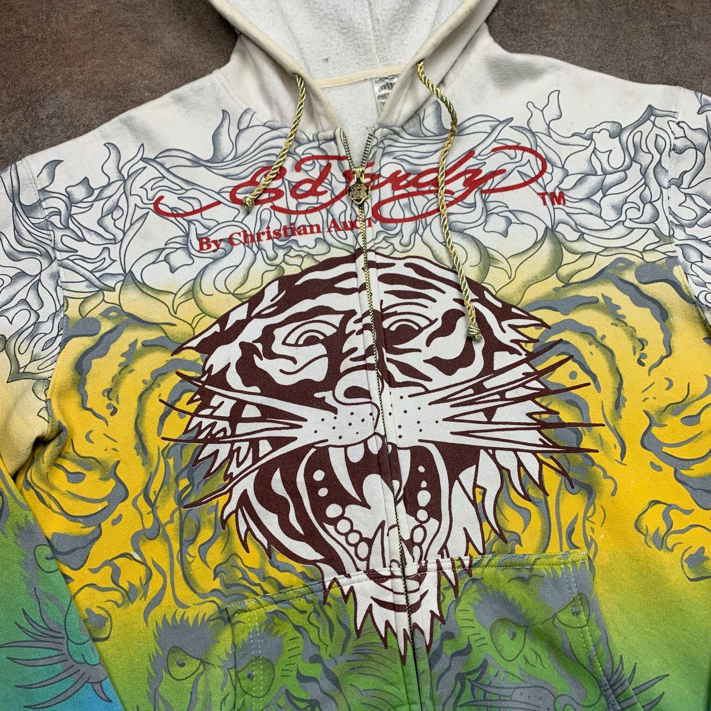 Ed Hardy 00s Christian Audigier studded graphic hoodie