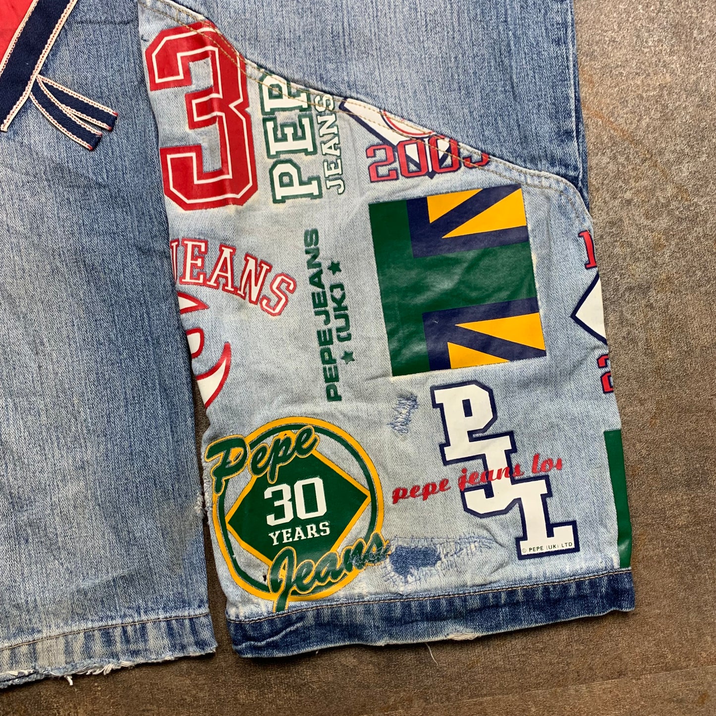 Pepe Jeans 00s graphic cut and sew baggy jeans