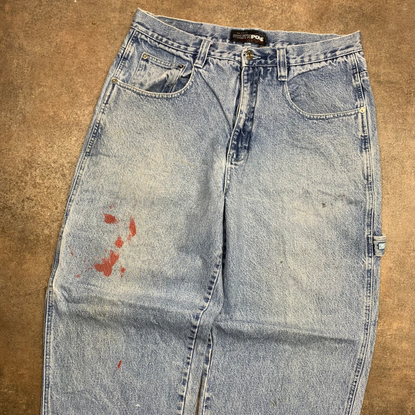 Southpole 90s baggy pale blue carpenter jeans