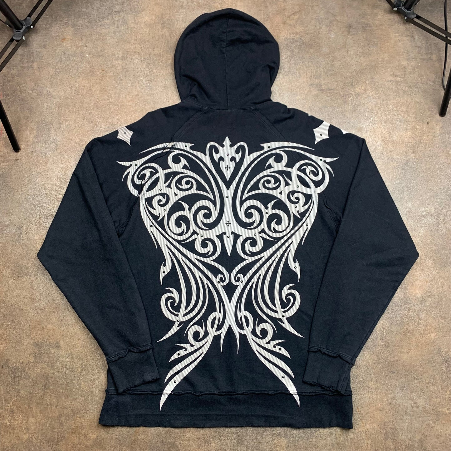 Affliction 00s studded graphic grunge hoodie