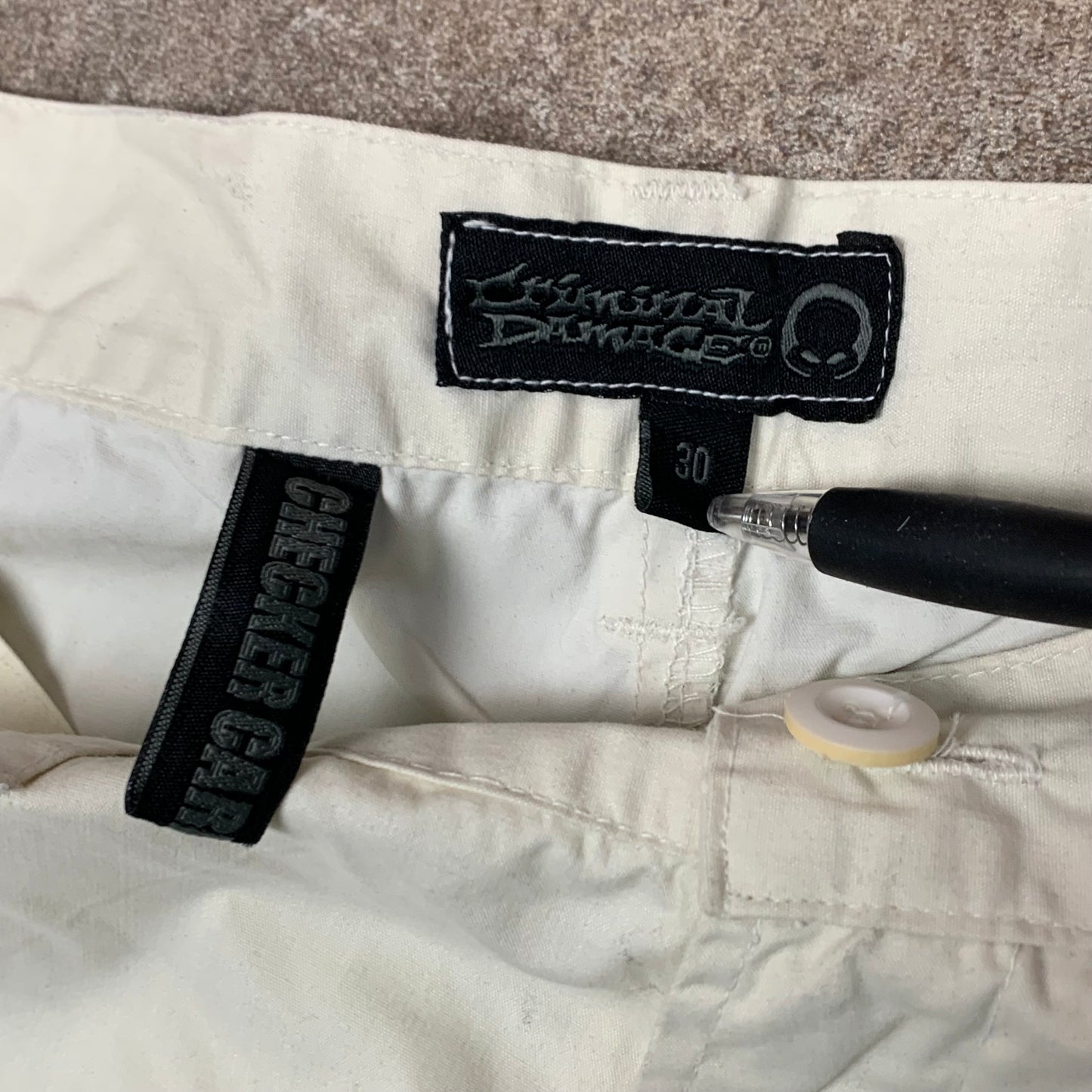 Criminal Damage 90s baggy checked cargo jeans