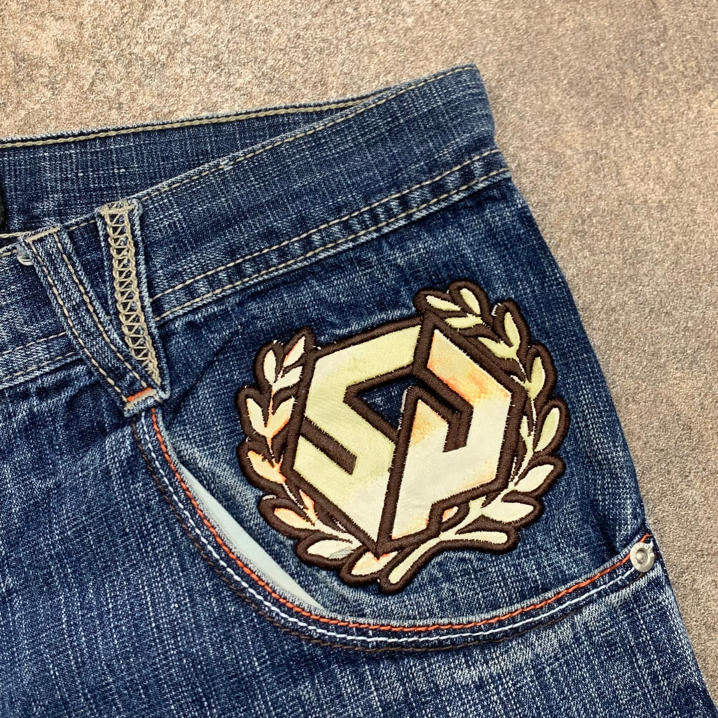 Southpole 00s navy graphic baggy jorts