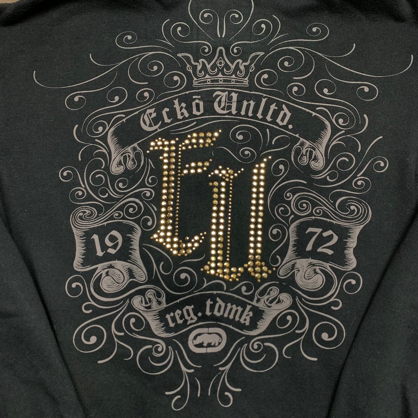 Ecko Unltd. 00s black studded graphic hoodie