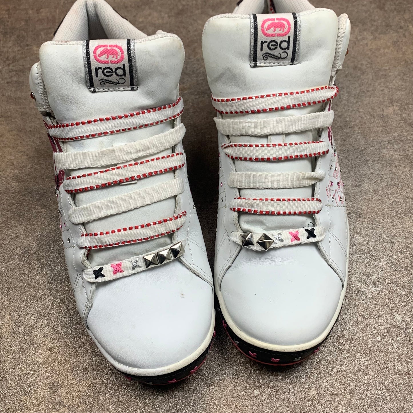 Ecko Red 00s white pink scene trainers