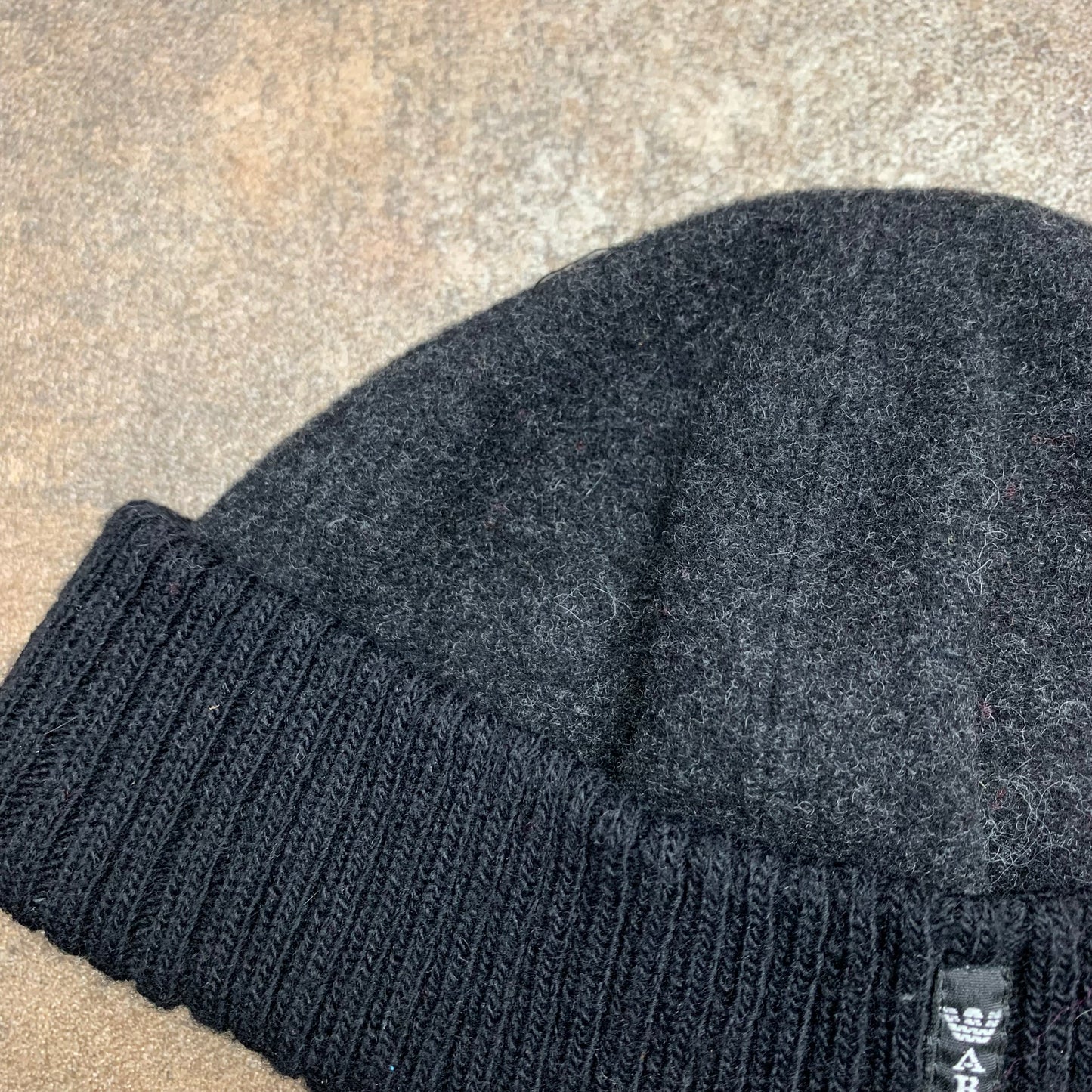 Armani Jeans 00s black grey fisherman beanie