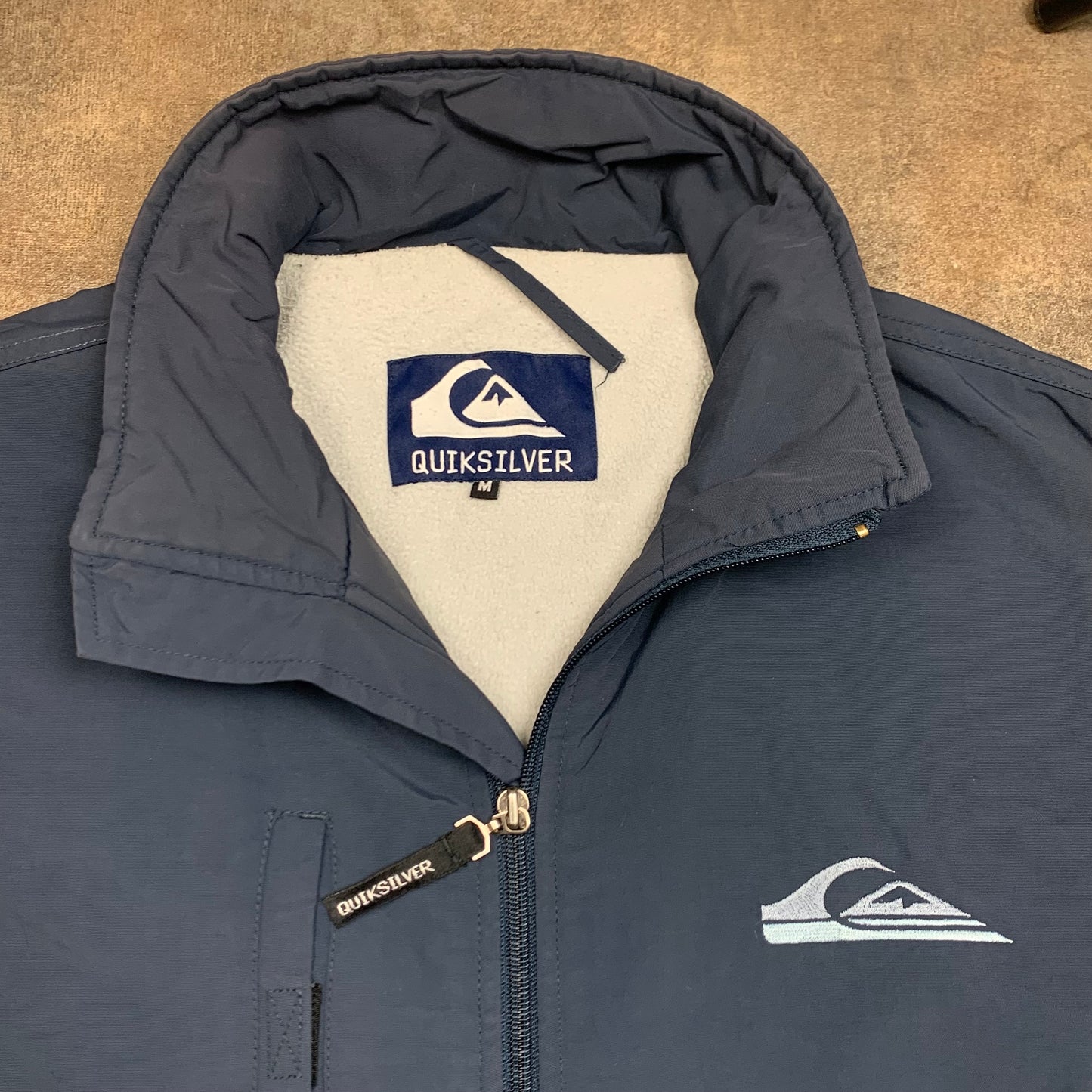 Quiksilver 90s navy lined logo zip jacket