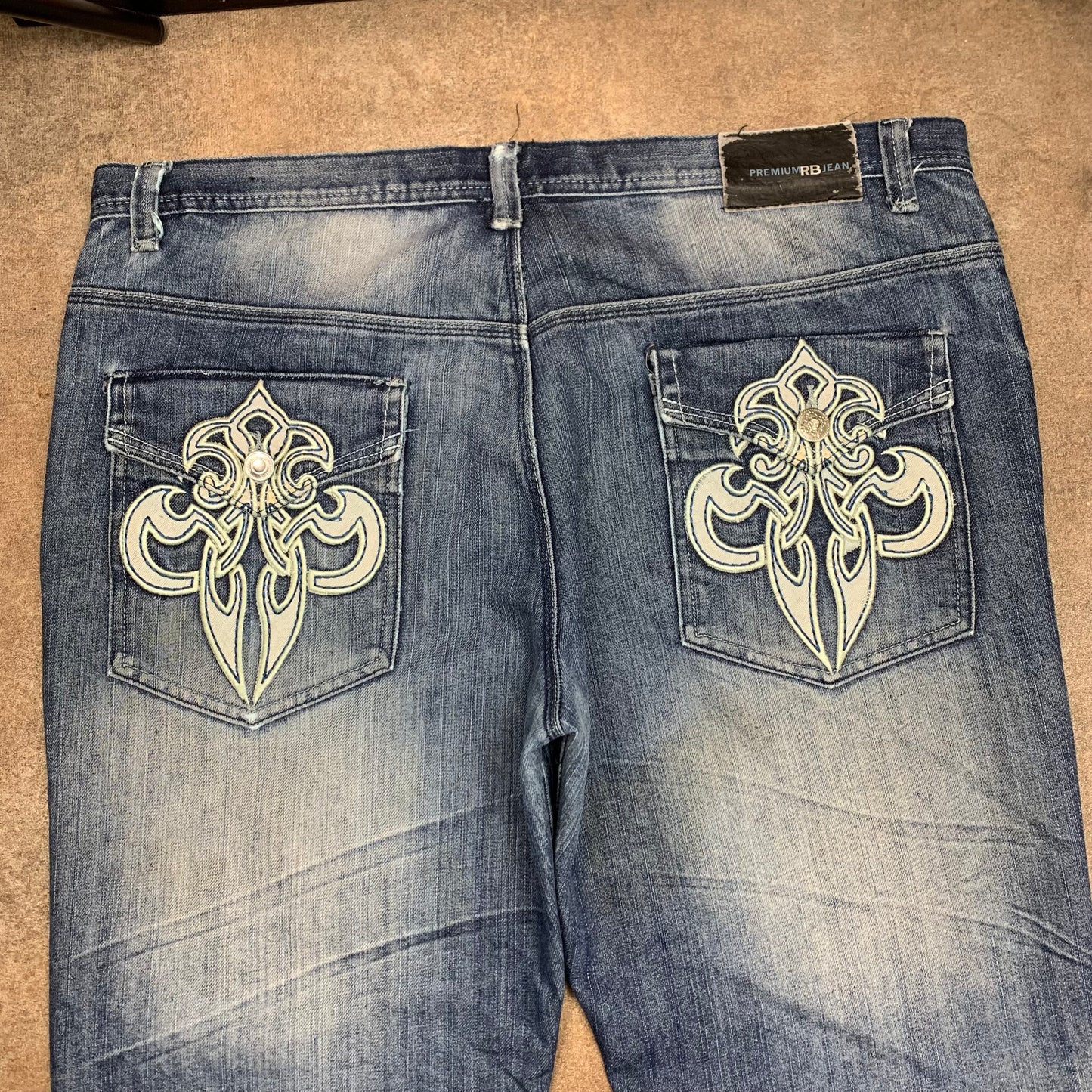 Raw Blue 00s graphic grunge baggy jeans