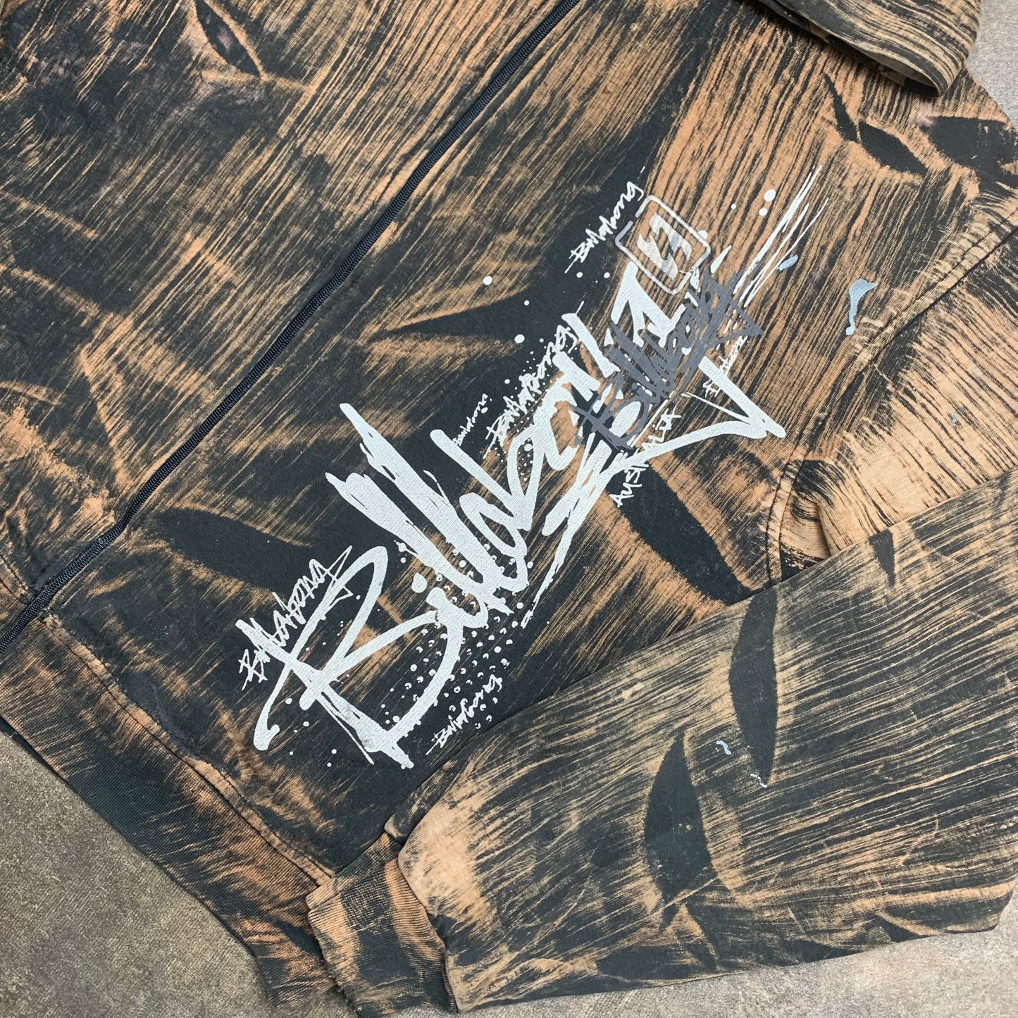 Billabong 00s graphic brown zip hoodie