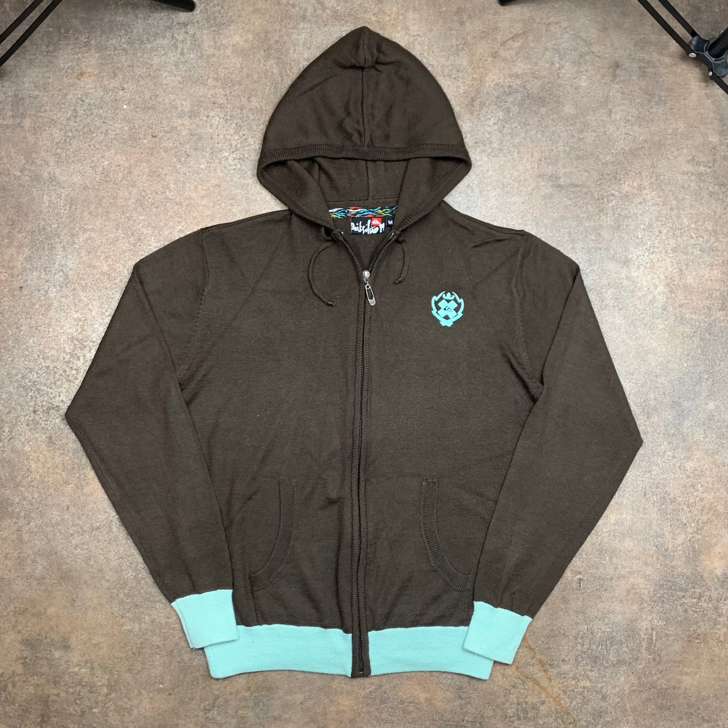Quiksilver 00s brown knit zip hoodie