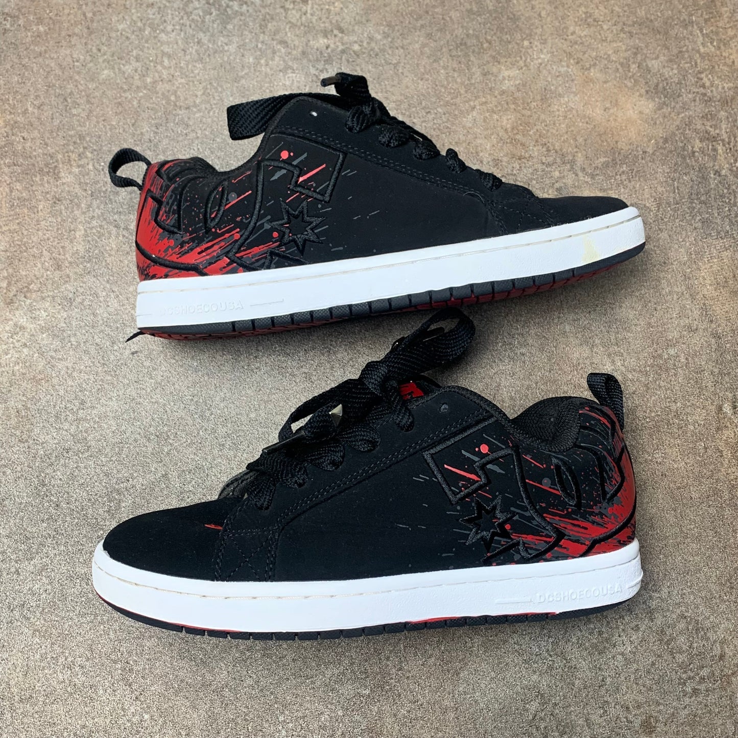 DC Shoes Court Graffik black red chunky graphic trainers