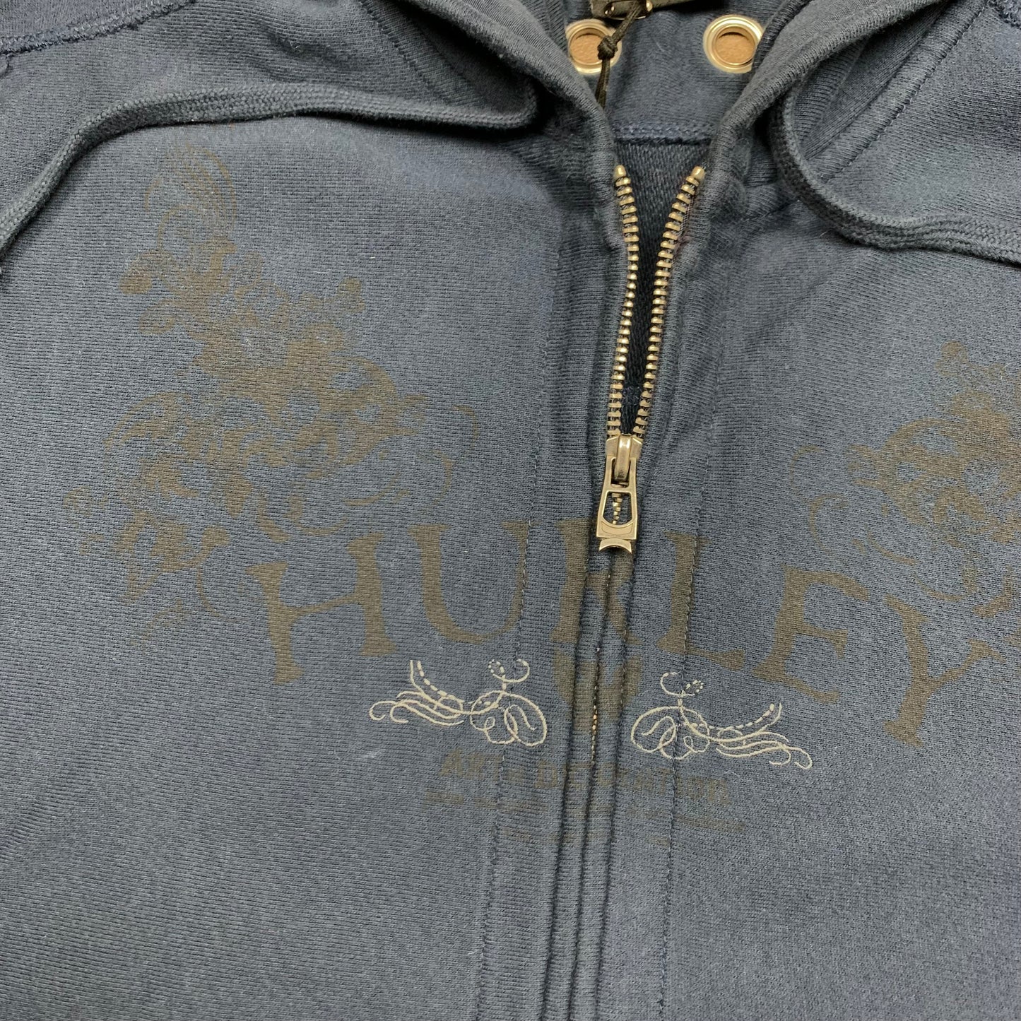 Hurley 00s navy grunge graphic zip hoodie