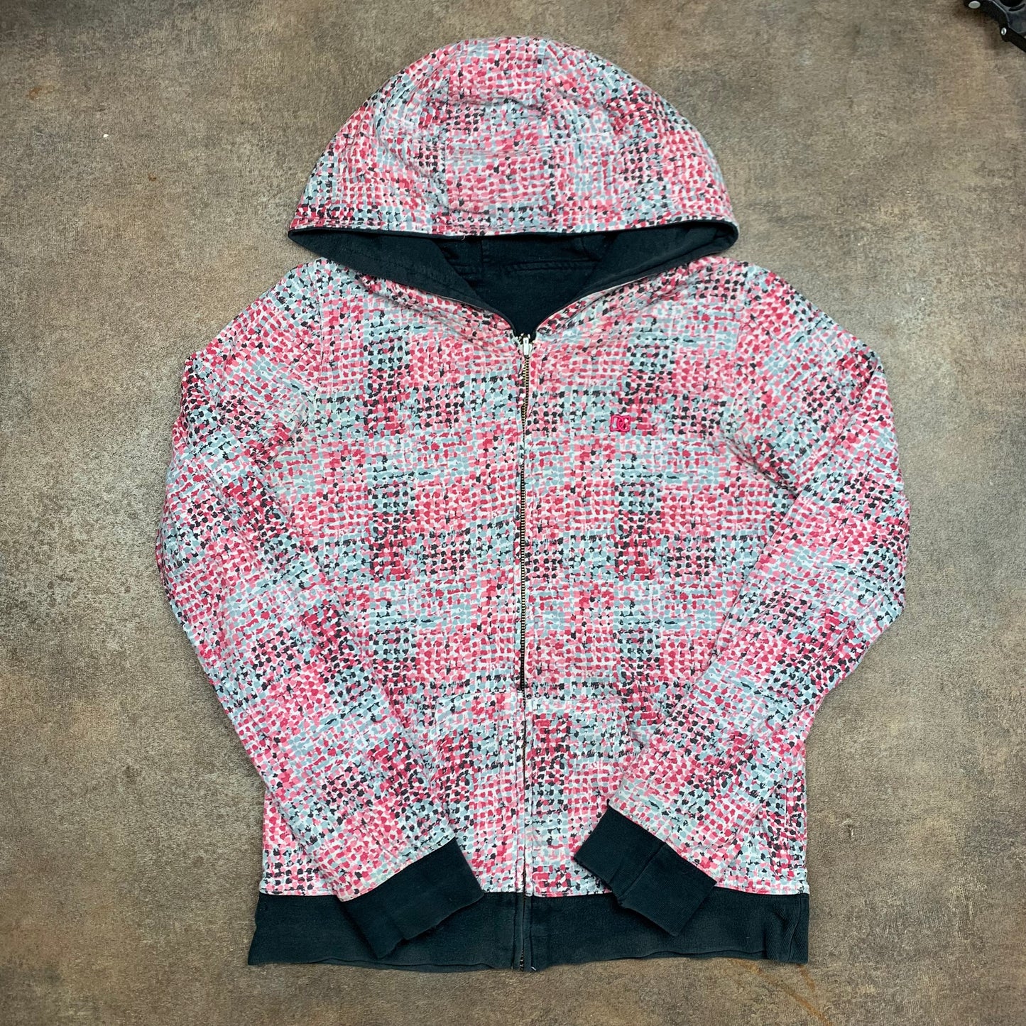 DC Shoes 00s reversible black pink graphic hoodie