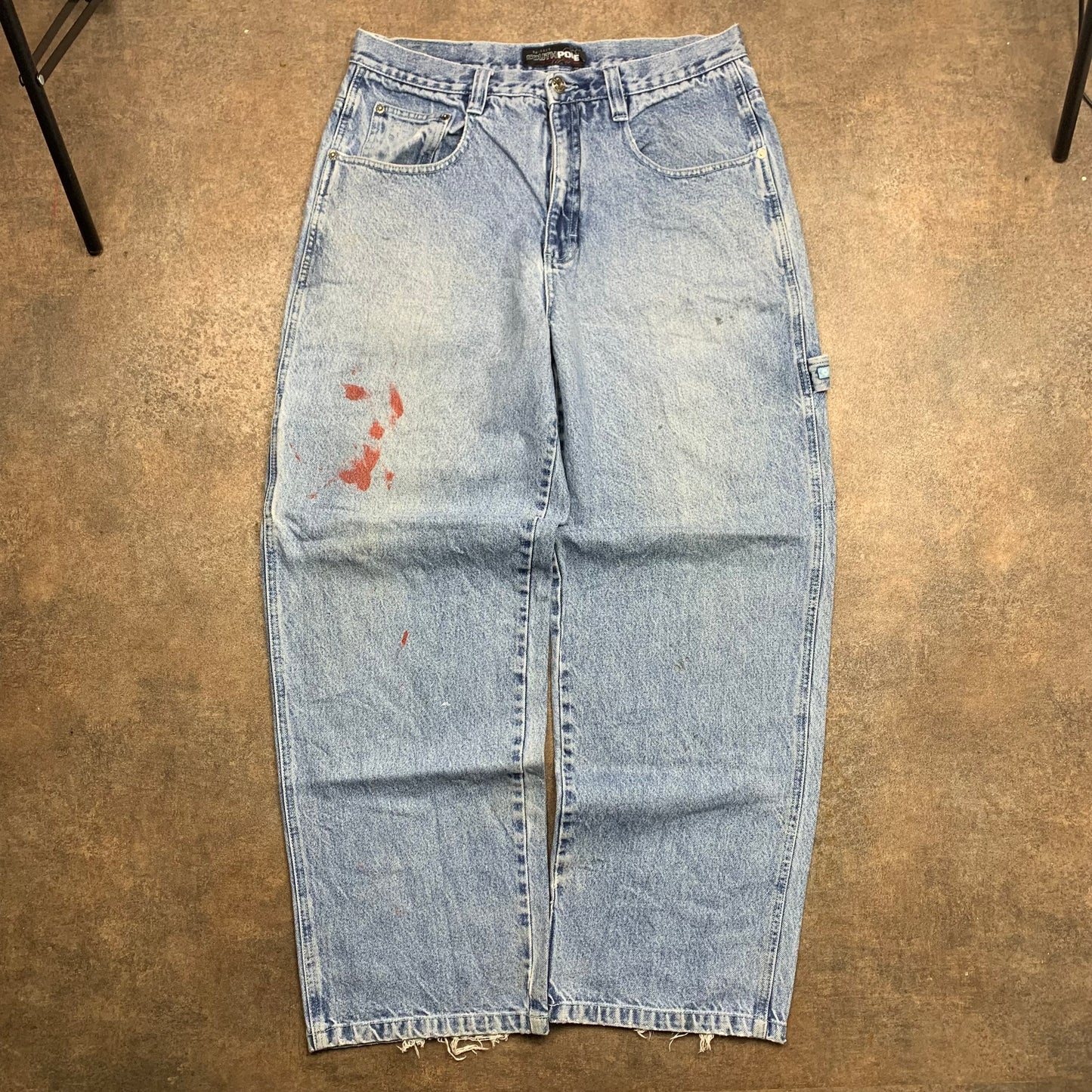 Southpole 90s baggy pale blue carpenter jeans