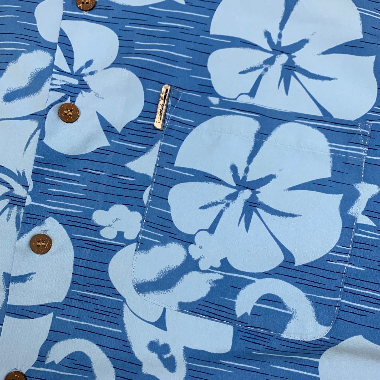Trespass 90s blue floral hawaiian shirt