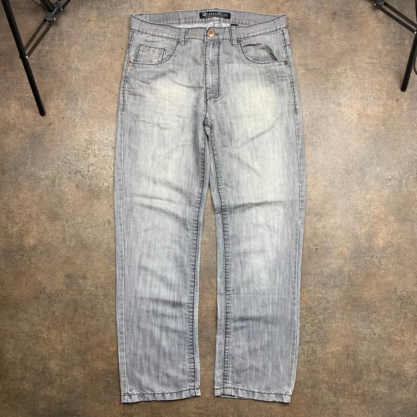 00s baggy embroidered studded jeans