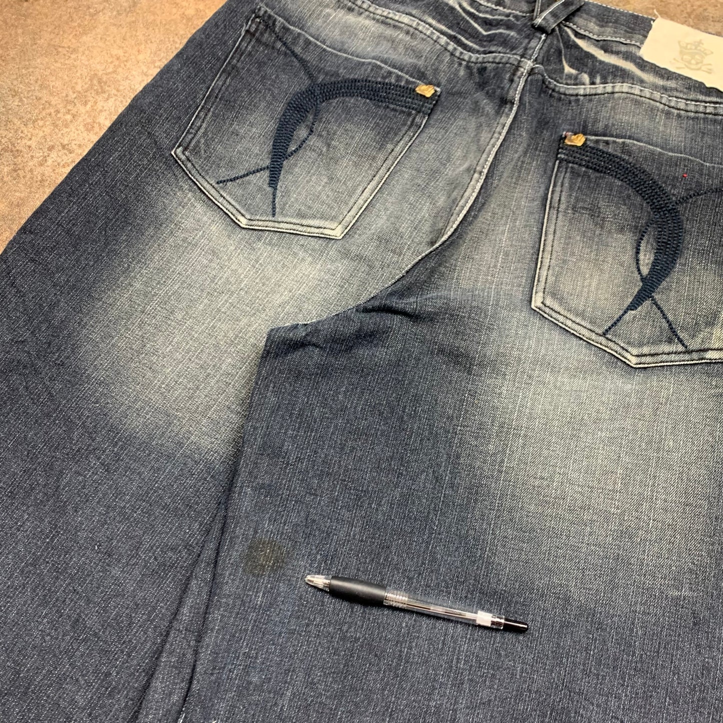 Stash House 00s navy baggy denim jorts (36")