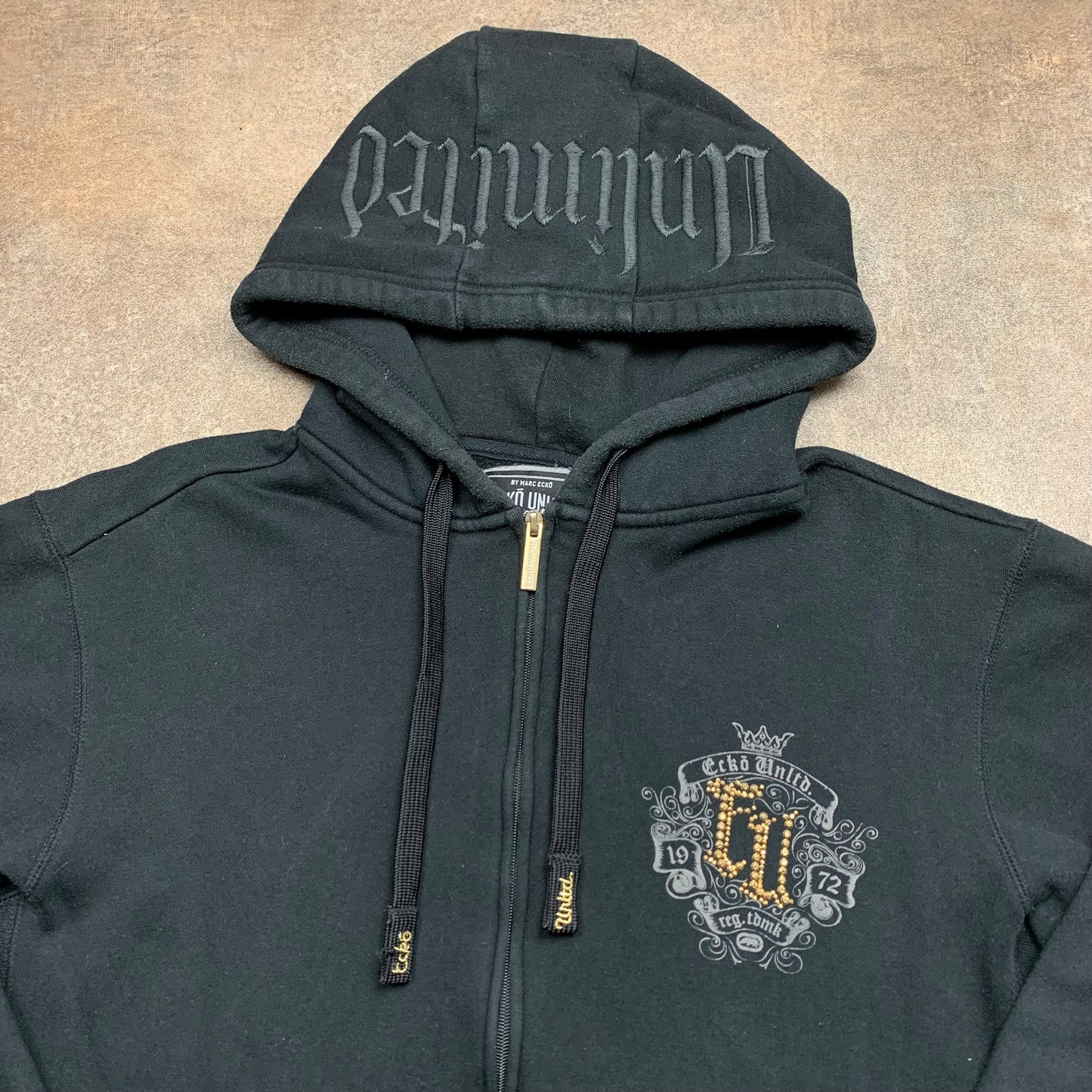 Ecko Unltd. 00s black studded graphic hoodie
