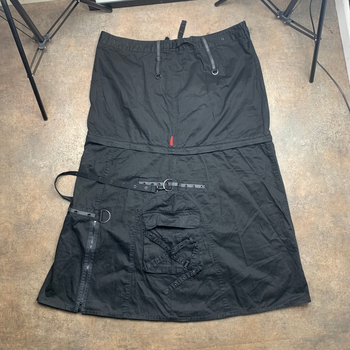 Tripp NYC 00s black grunge goth maxi short skirt