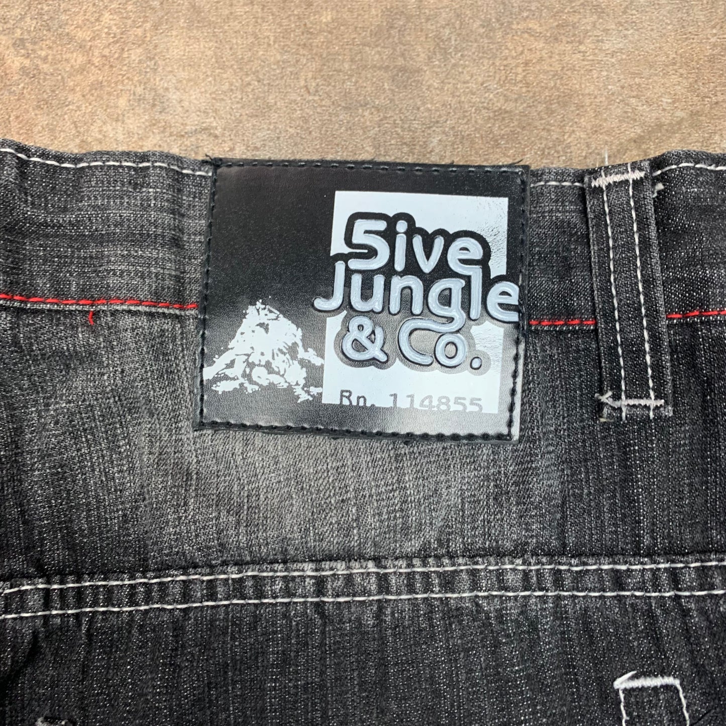 5ive Jungle and Co. baggy embroidered graphic jeans