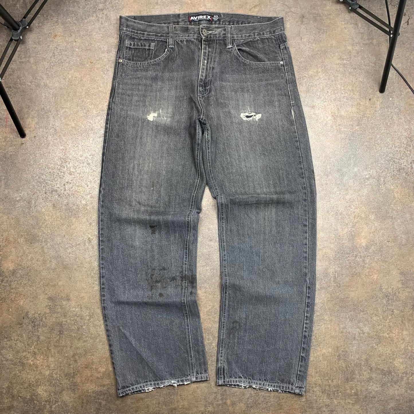 Avirex 00s baggy grey grunge denim jeans