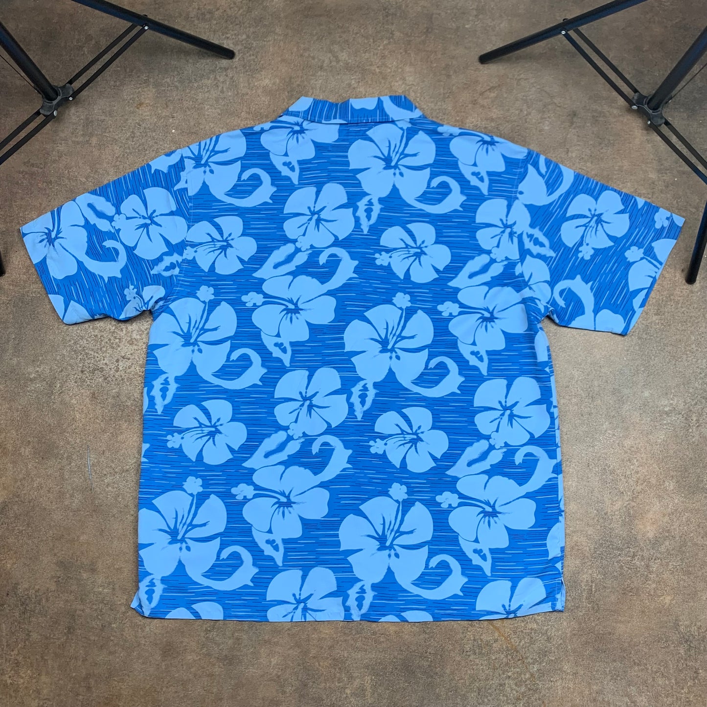 Trespass 90s blue floral hawaiian shirt