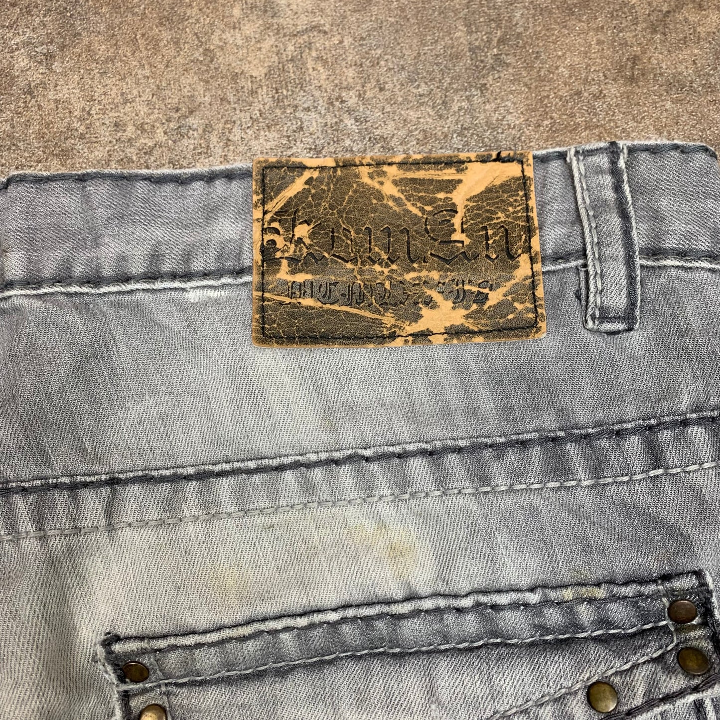 00s baggy embroidered studded jeans