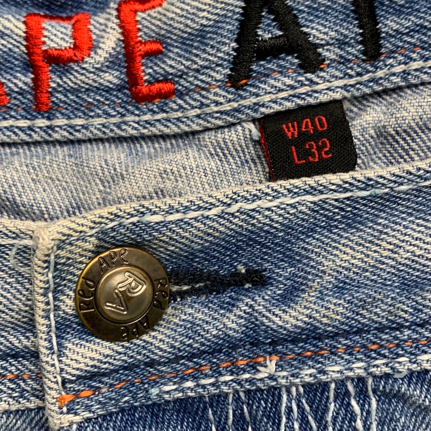 Red Ape 00s baggy embroidered jeans