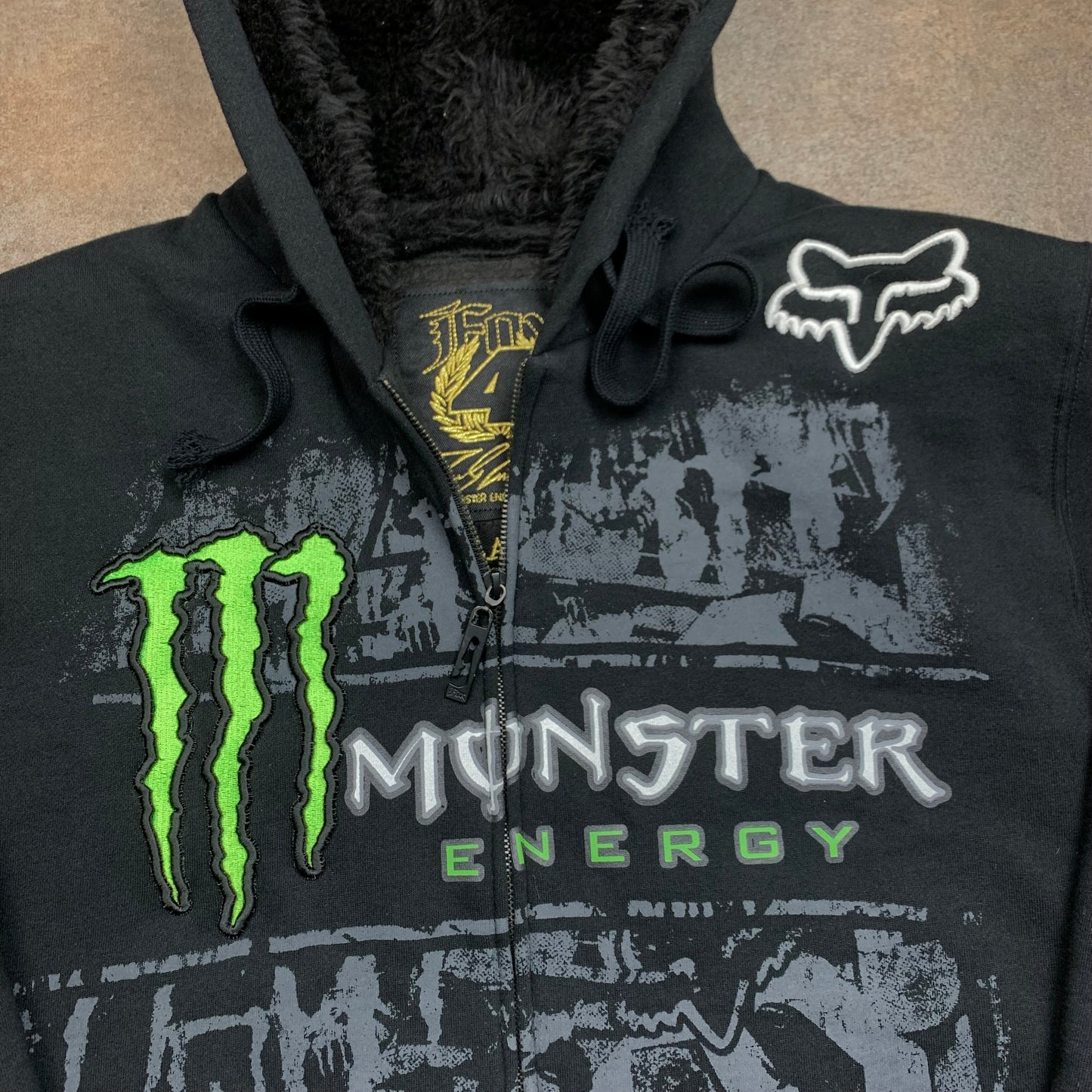 Fox Racing Monster Energy 00s graphic zip hoodie