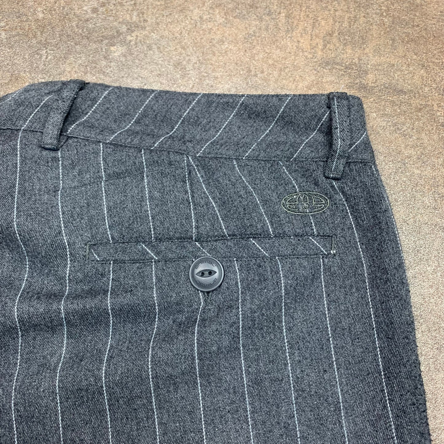 Animal grey pinstripe baggy chino shorts