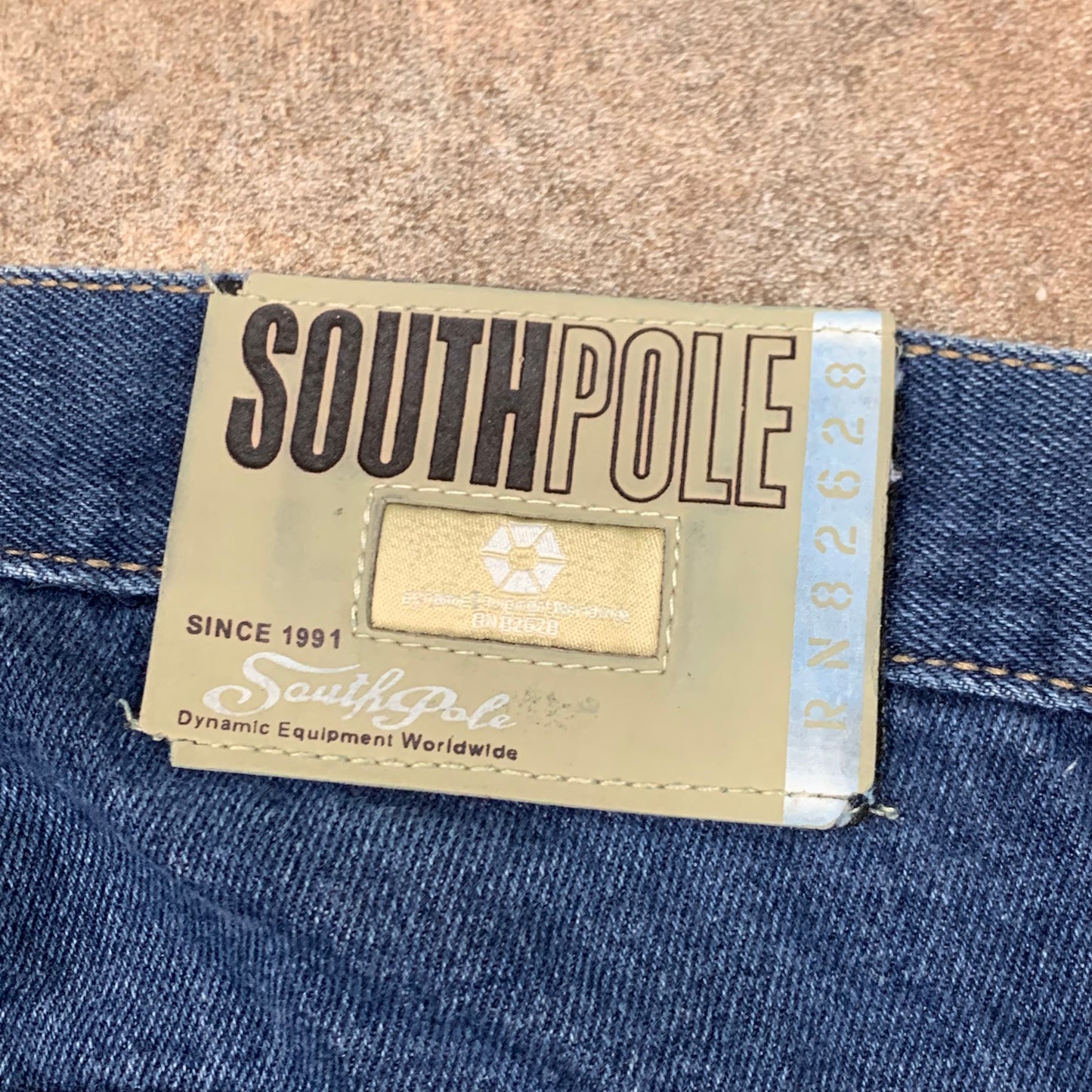 Southpole 00s navy baggy beige tab jeans