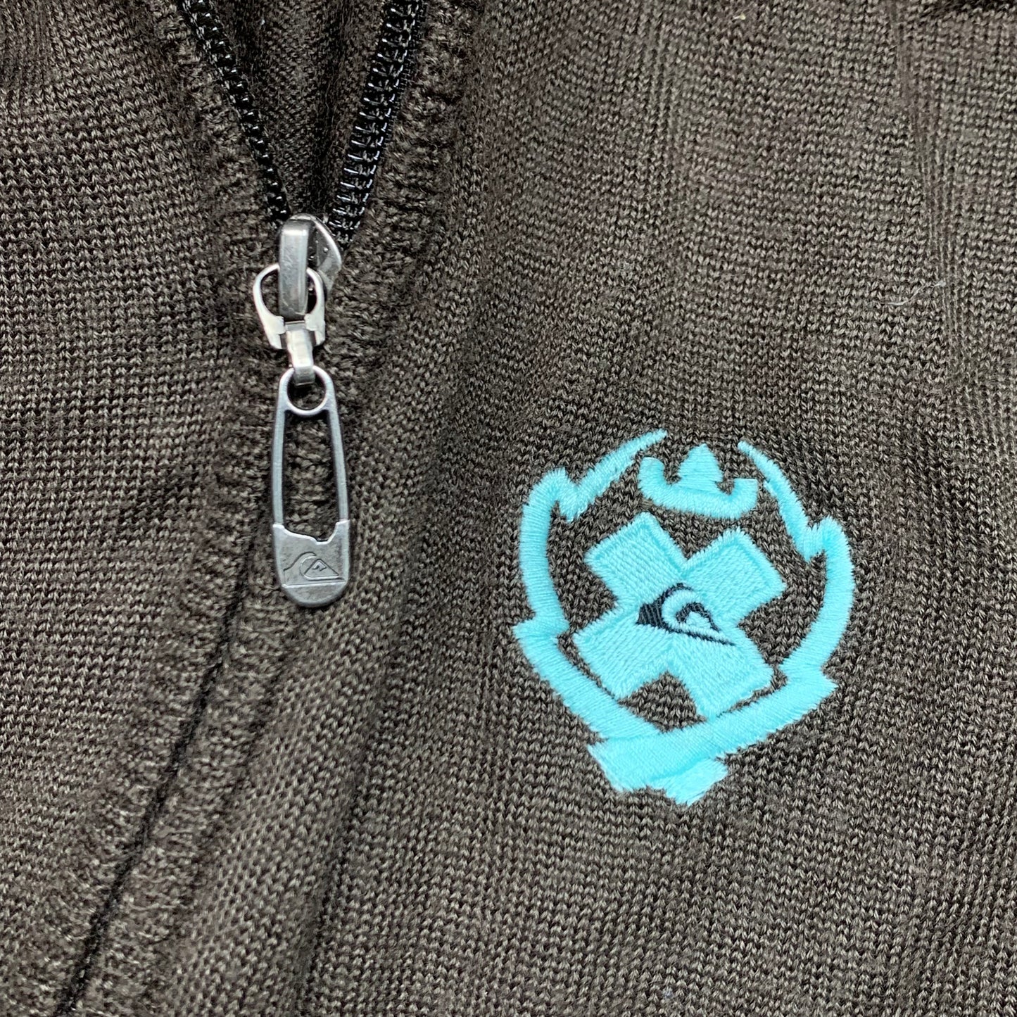 Quiksilver 00s brown knit zip hoodie