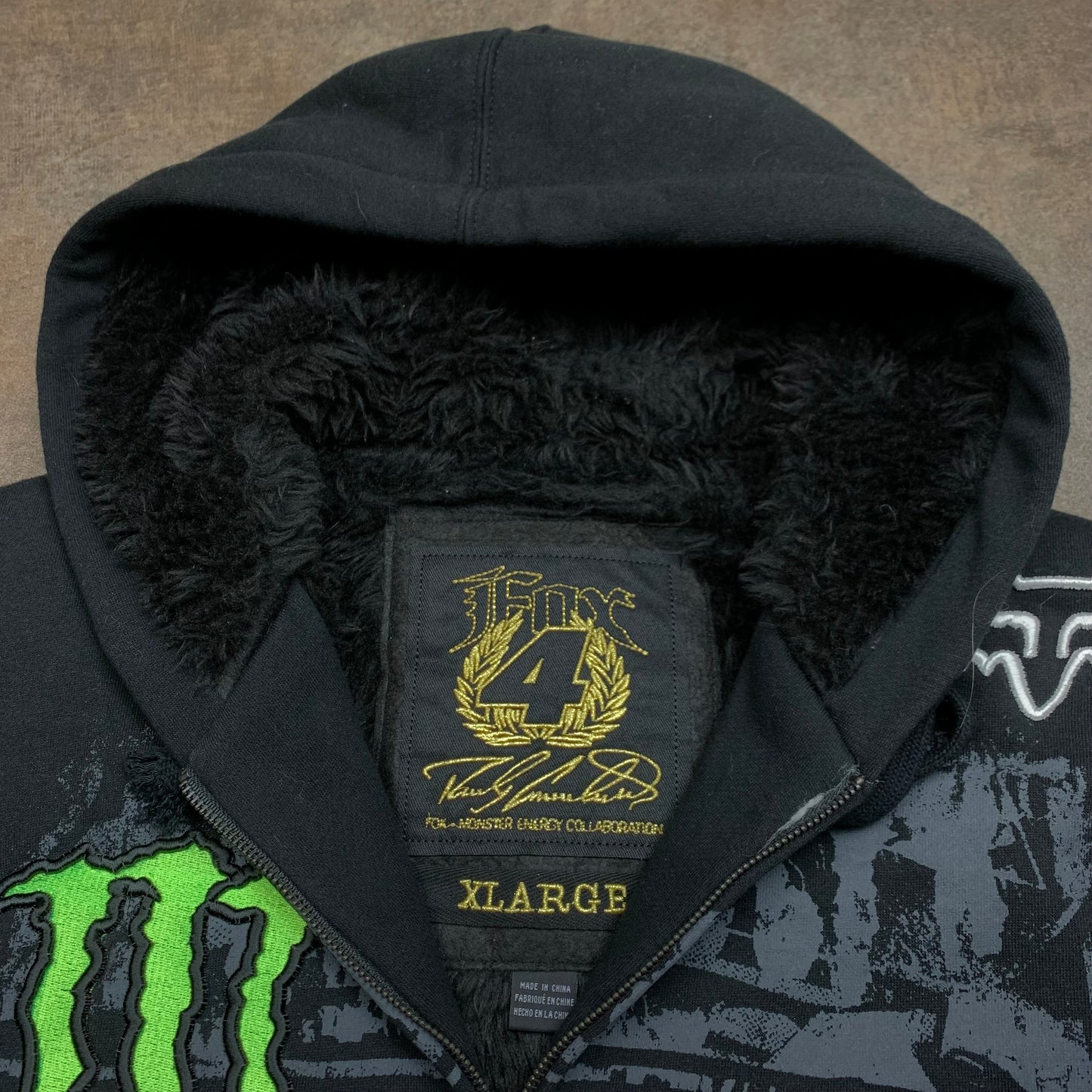 Fox Racing Monster Energy 00s graphic zip hoodie