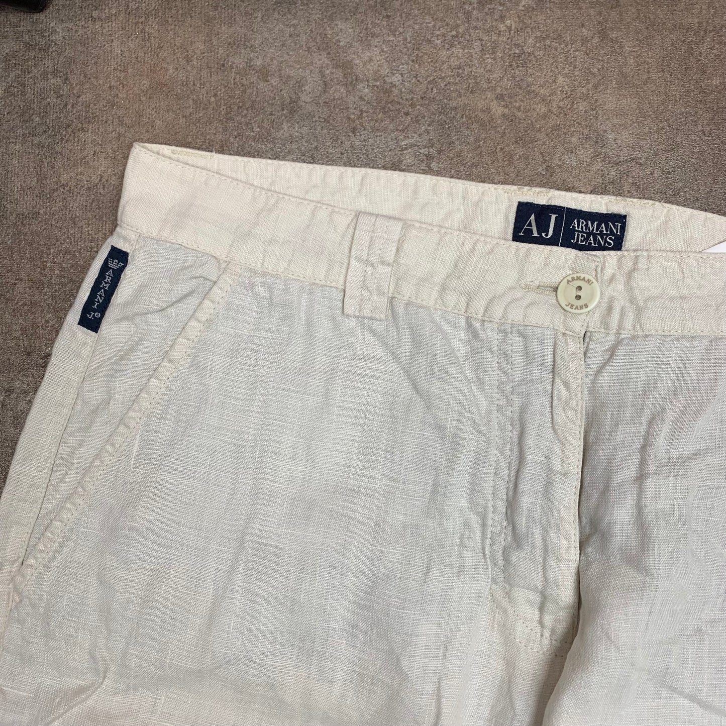 Armani Jeans 00s cream baggy linen jeans