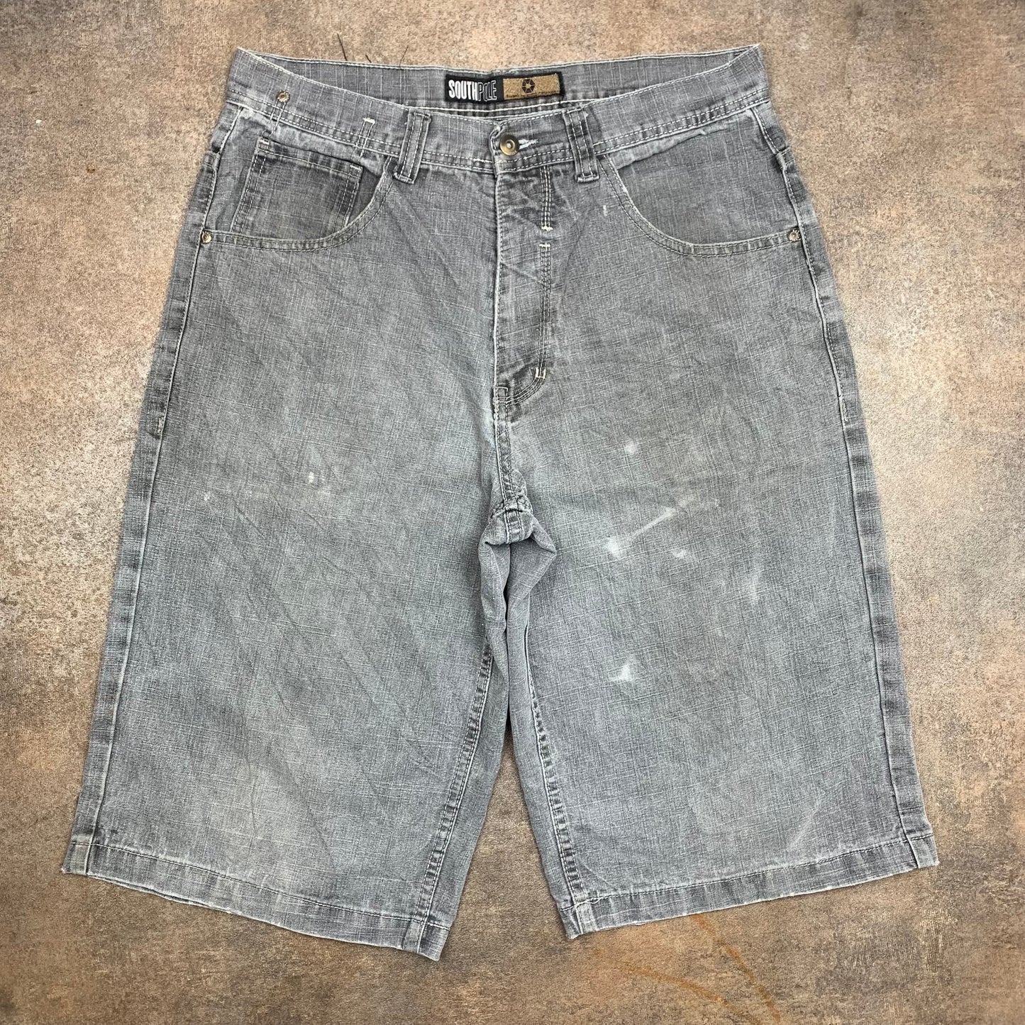 Southpole 00s grey baggy graphic jorts