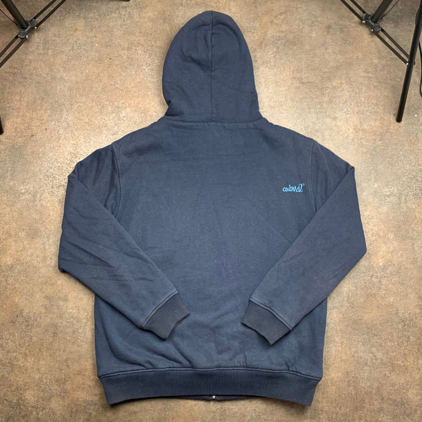 Animal 00s navy graphic fur lined hoodie