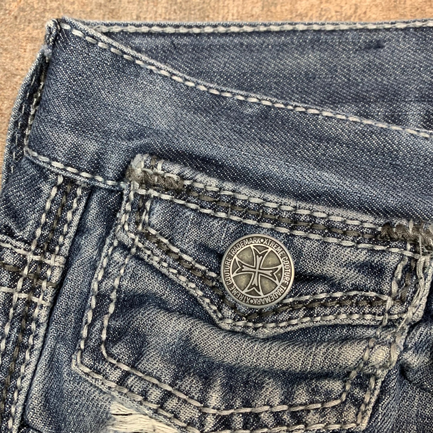 Xtreme Couture 00s baggy flared grunge jeans
