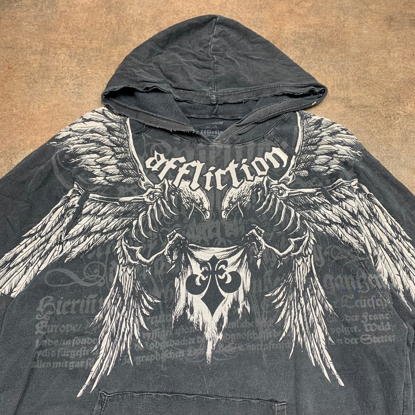 Affliction 00s black Birds of Prey hoodie