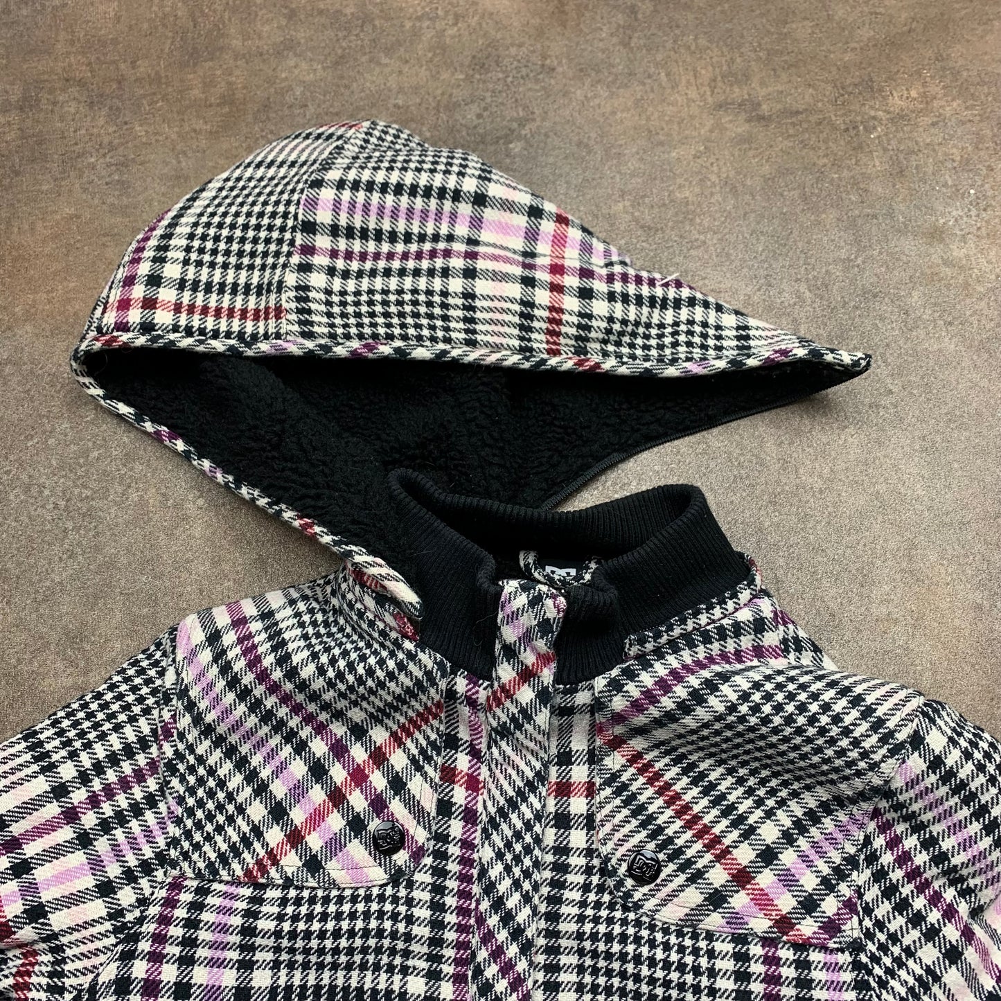 DC Shoes 00s plaid graphic zip hoodie