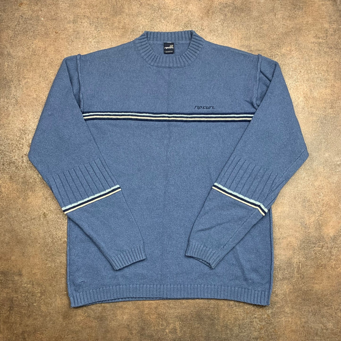 Rip Curl 00s graphic blue knit jumper
