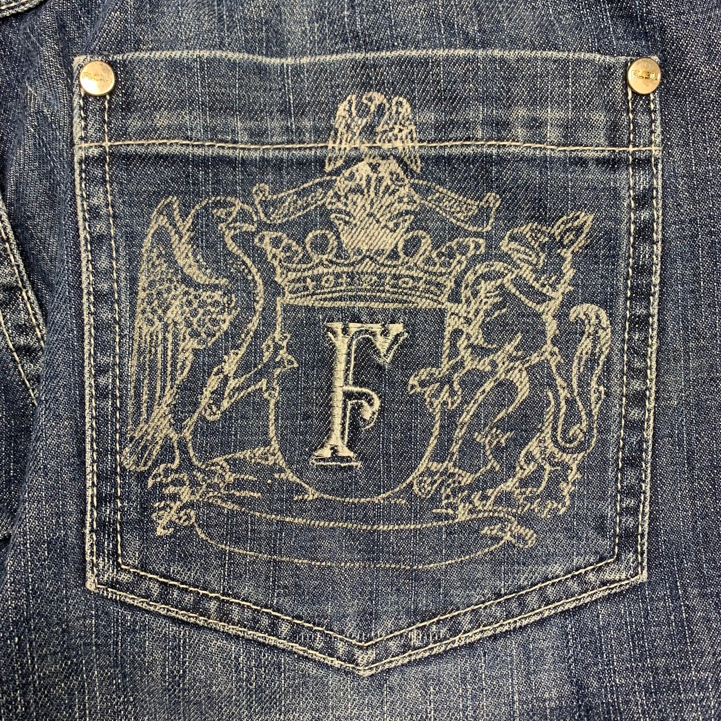 FUBU 90s navy baggy graphic jeans