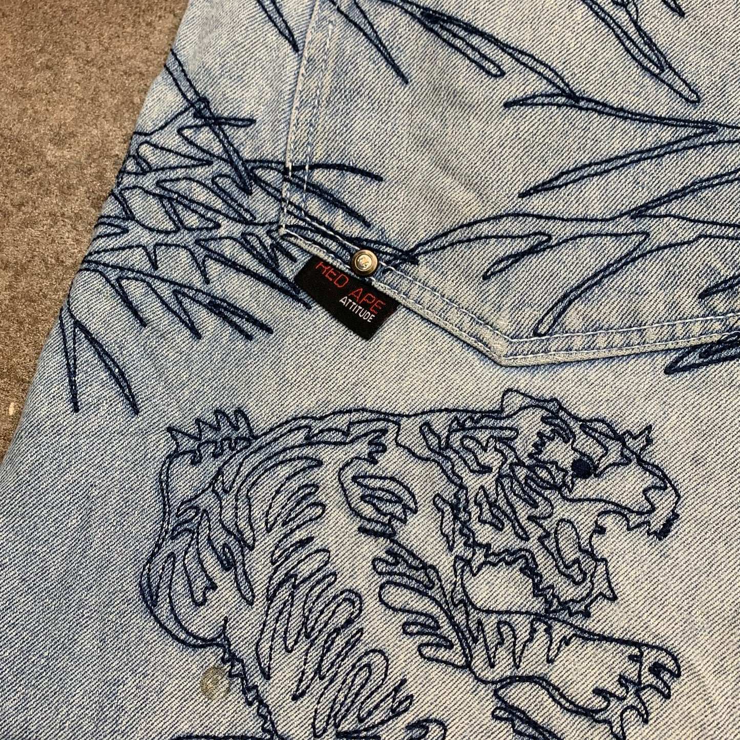 Red Ape 00s baggy embroidered jeans