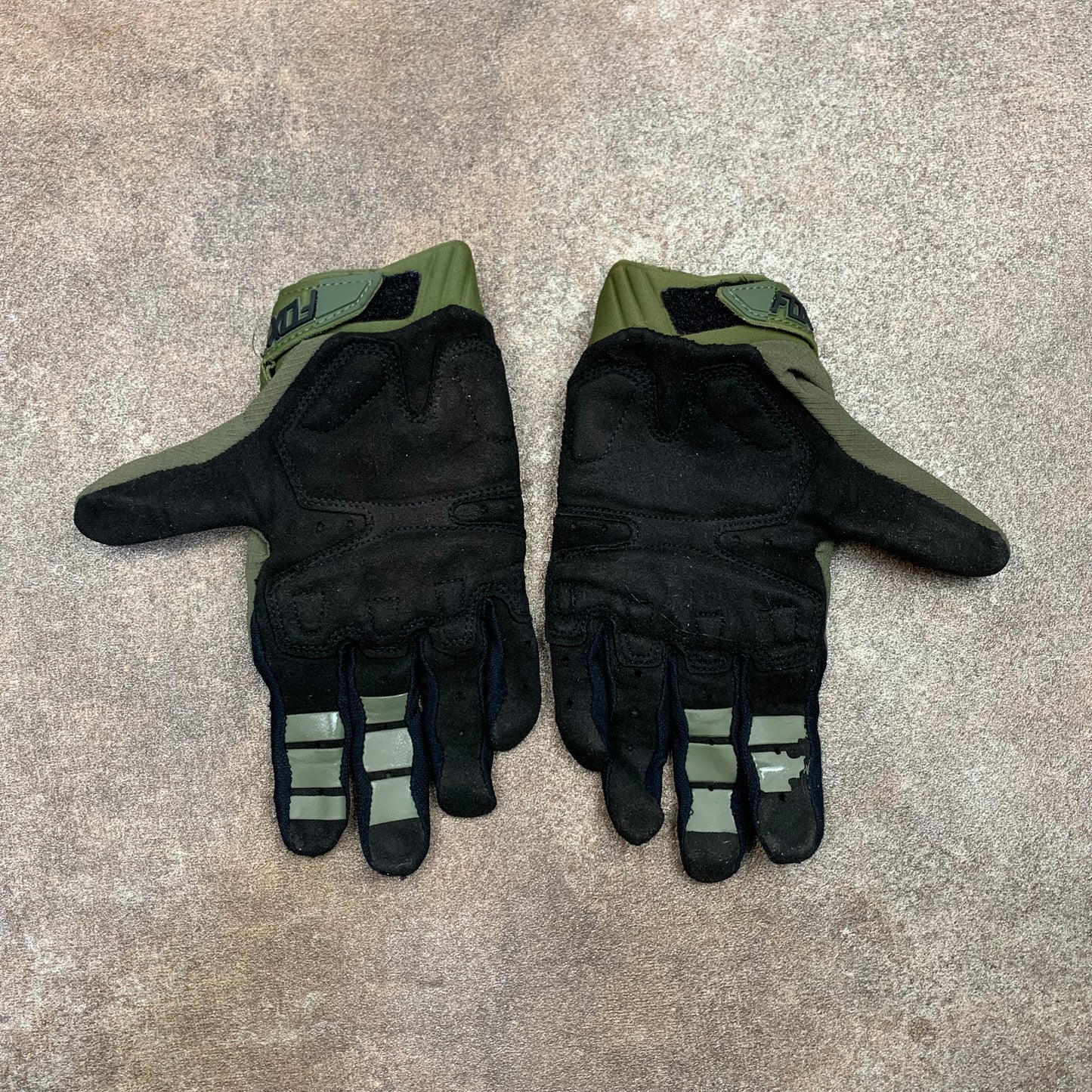 Fox Racing khaki green motorbike gloves