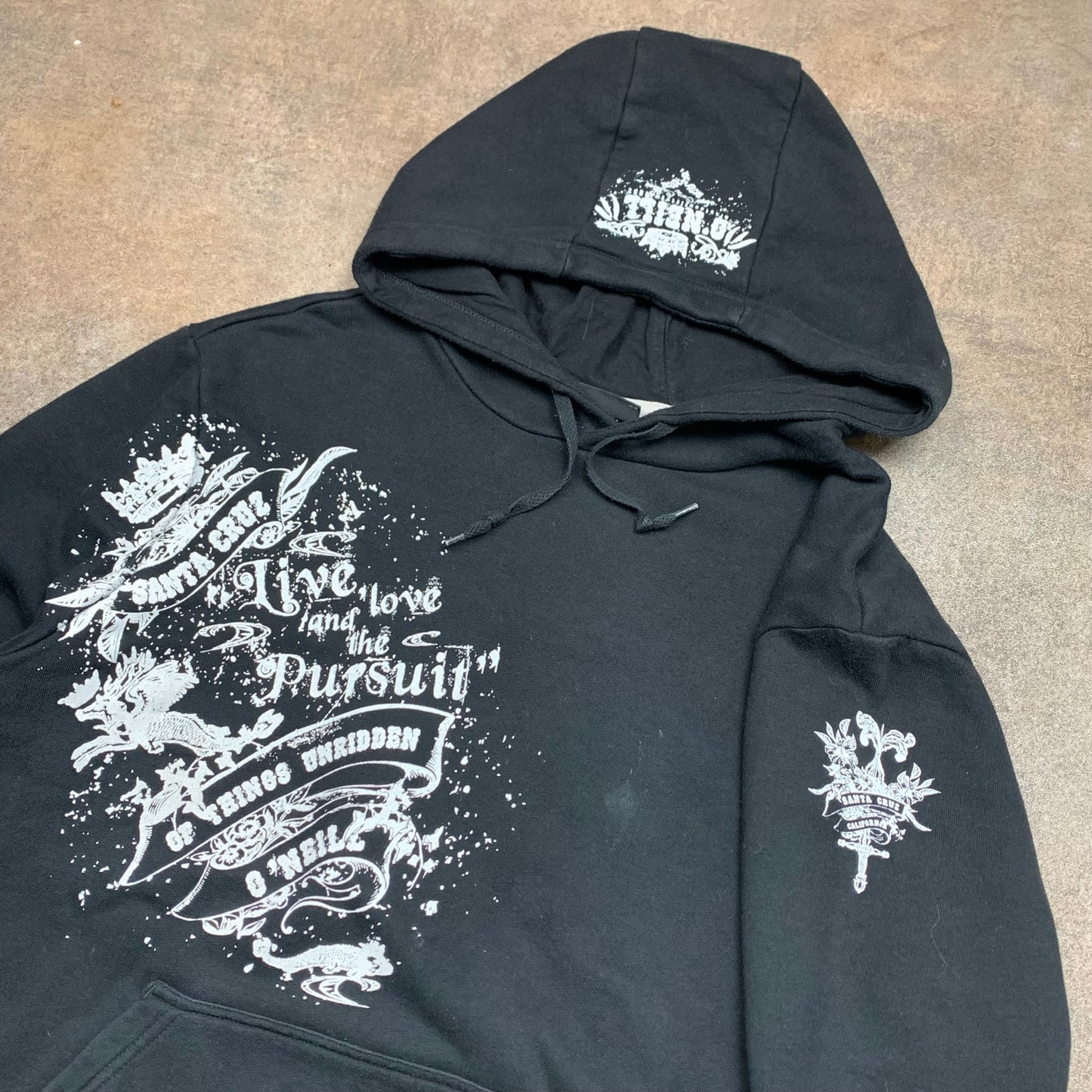 O'Neill 00s black graphic boxy hoodie