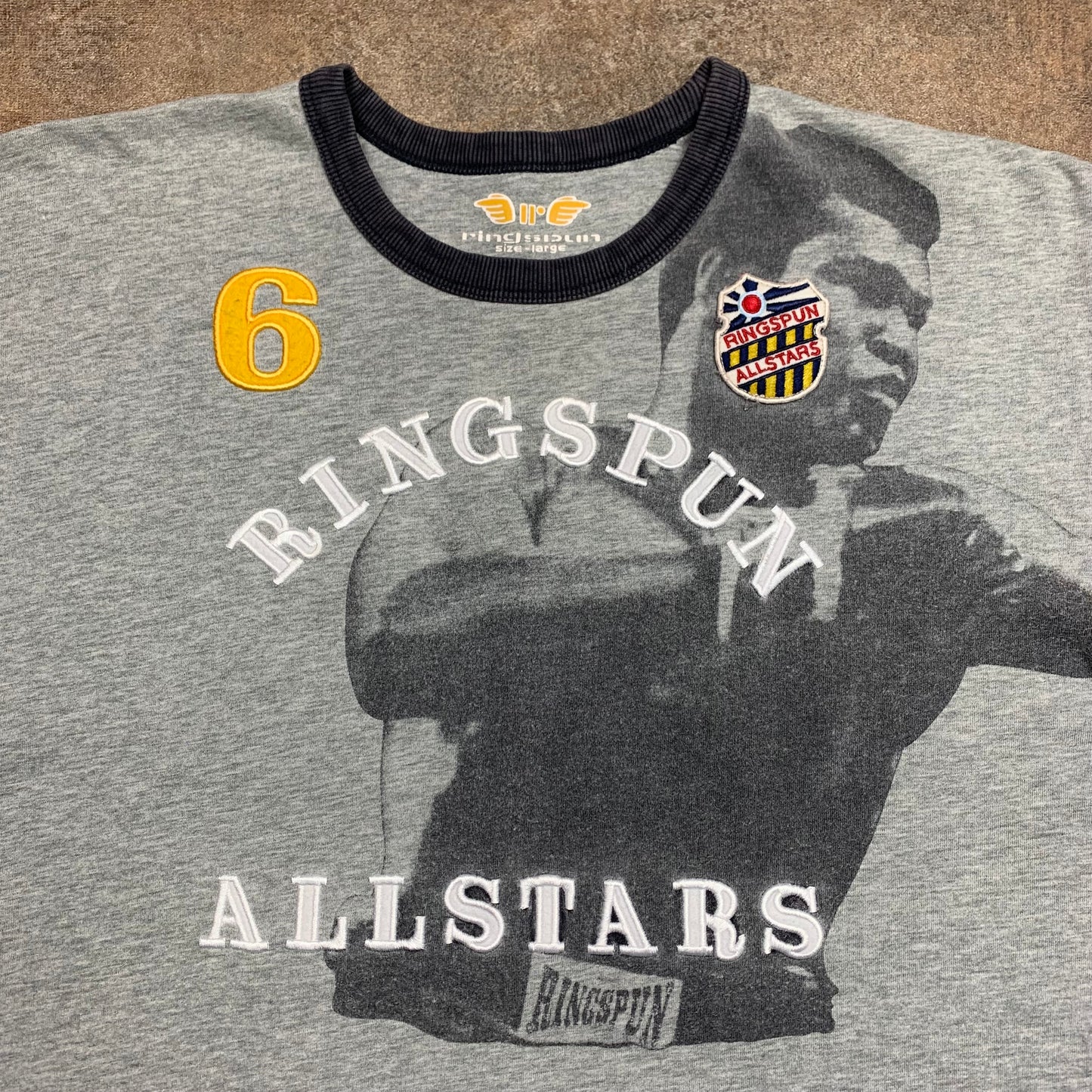 Ringspun 00s Muhammad Ali grey graphic tee