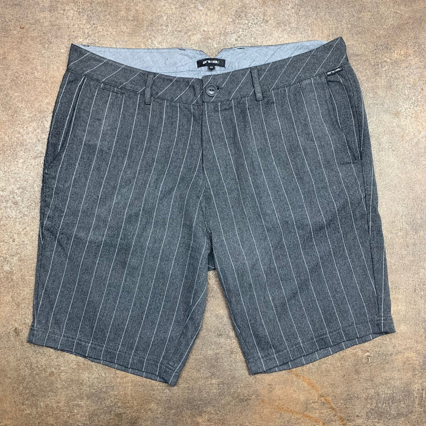 Animal grey pinstripe baggy chino shorts