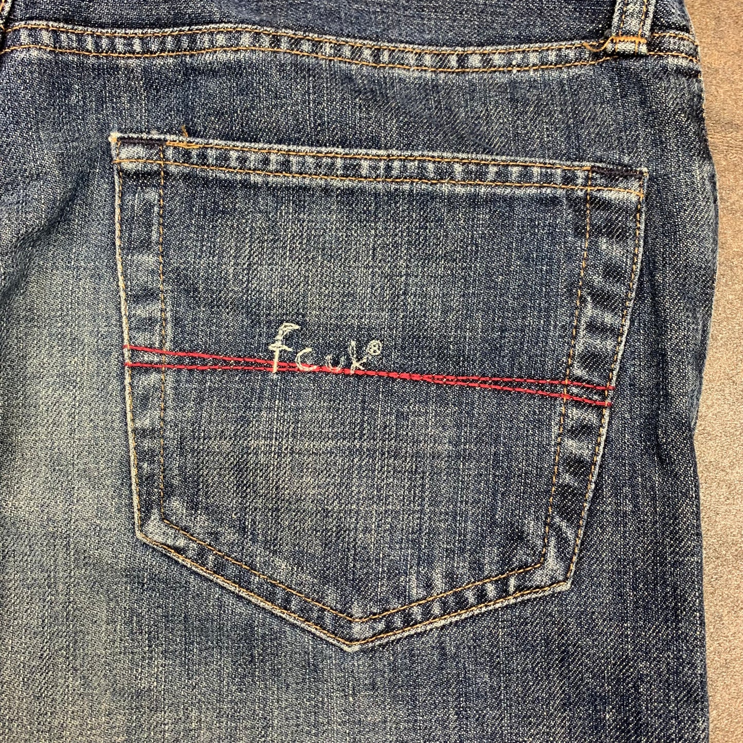 FCUK 00s navy embroidered jeans