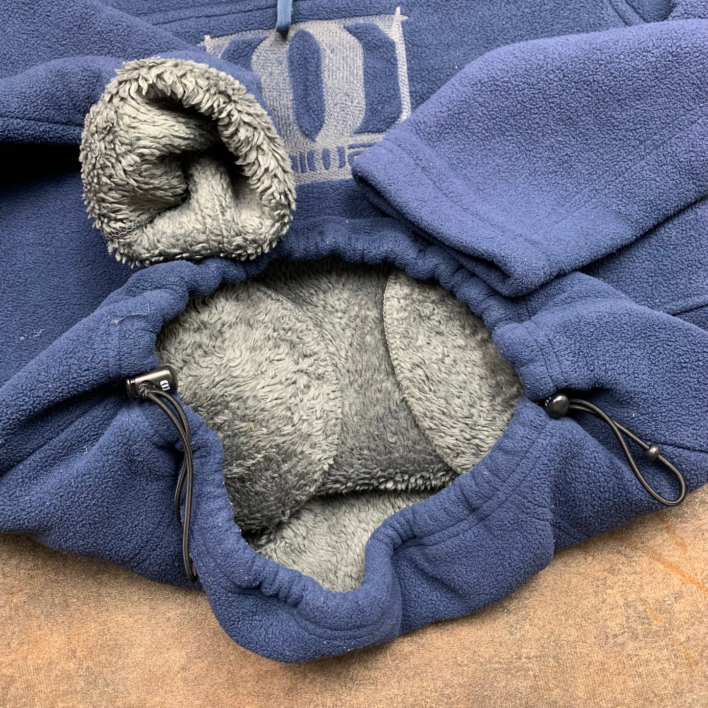 Animal 00s navy graphic lined fleece hoodie