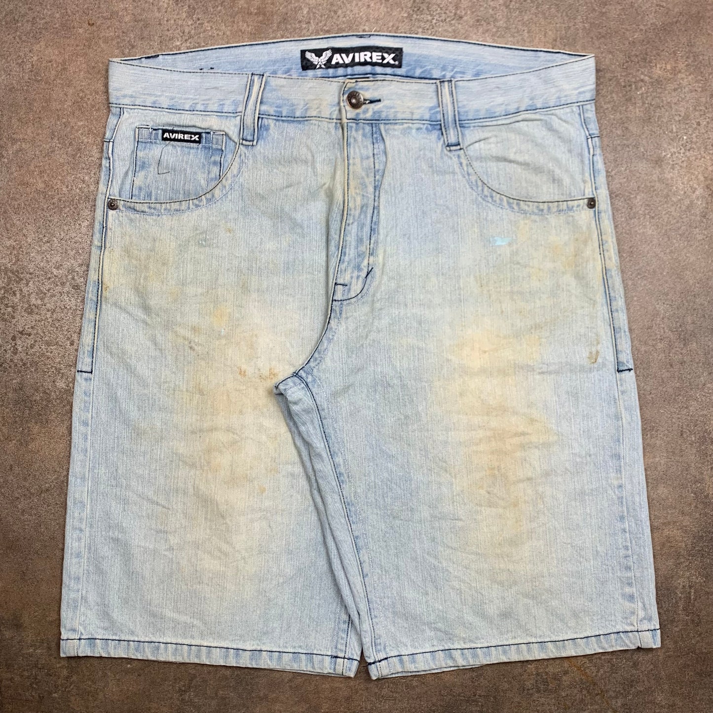 Avirex 00s pale blue faded baggy jorts