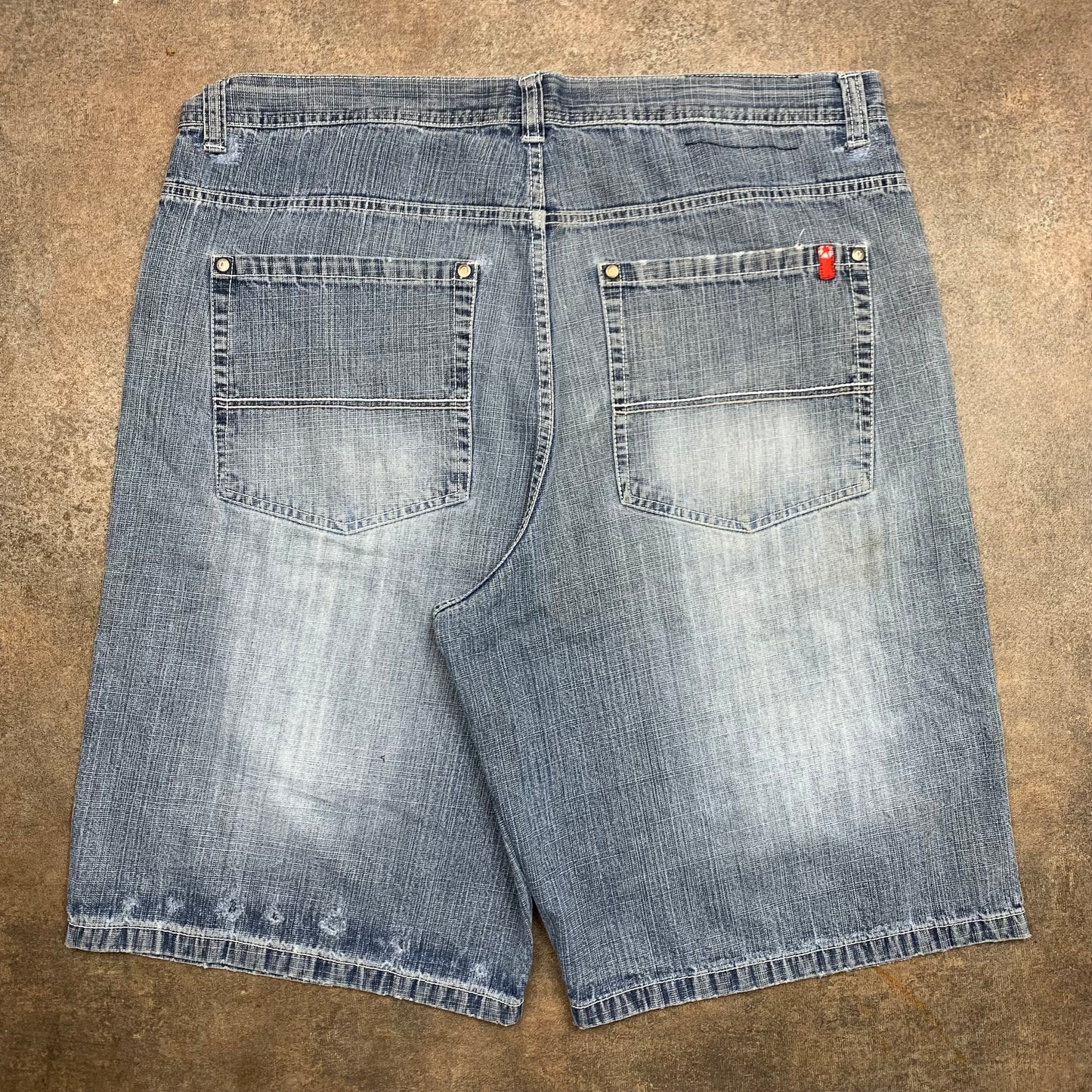 Southpole 00s blue-grey baggy red tab jorts