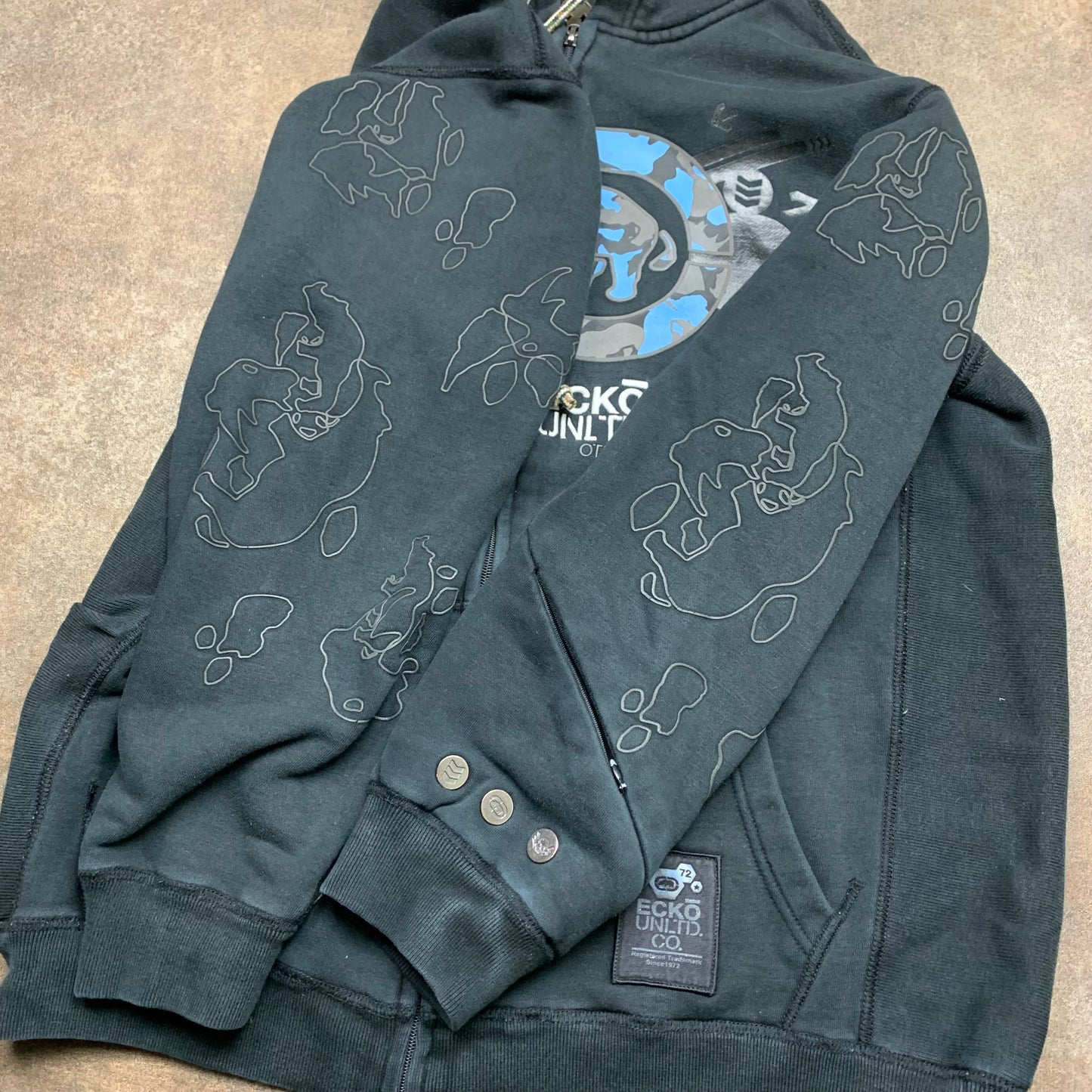 Ecko Unltd. 00s black grey graphic hoodie